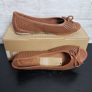 NWT Emu Rocklea Australian Leather‎ Open Toe Hazlenut Womens Sandals Size 8